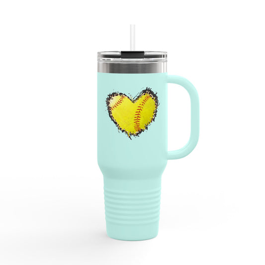 Softball Heart Insulated Travel Mug - 40oz for Sport Lovers