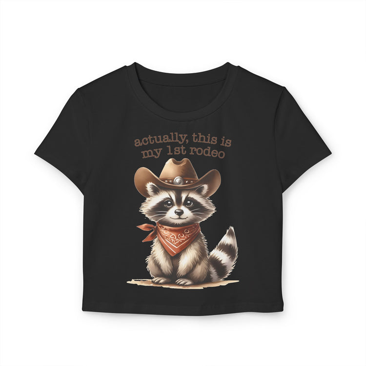 Cute Raccoon Baby Tee - "Actually, This is My 1st Rodeo"