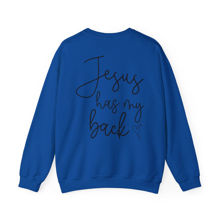 Crewneck Sweatshirt - 'Jesus Has My Back' Inspirational Apparel