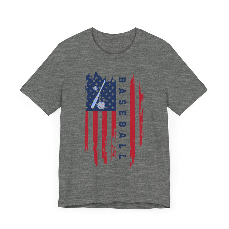 Patriotic Baseball Flag Tee, Unisex Short Sleeve Shirt, America Pride T-Shirt, Fourth of July Top, Independence Day Shirt