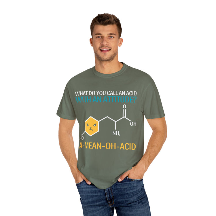 Funny Science T-Shirt, A-Mean-Oh-Acid, Unisex Garment-Dyed Tee