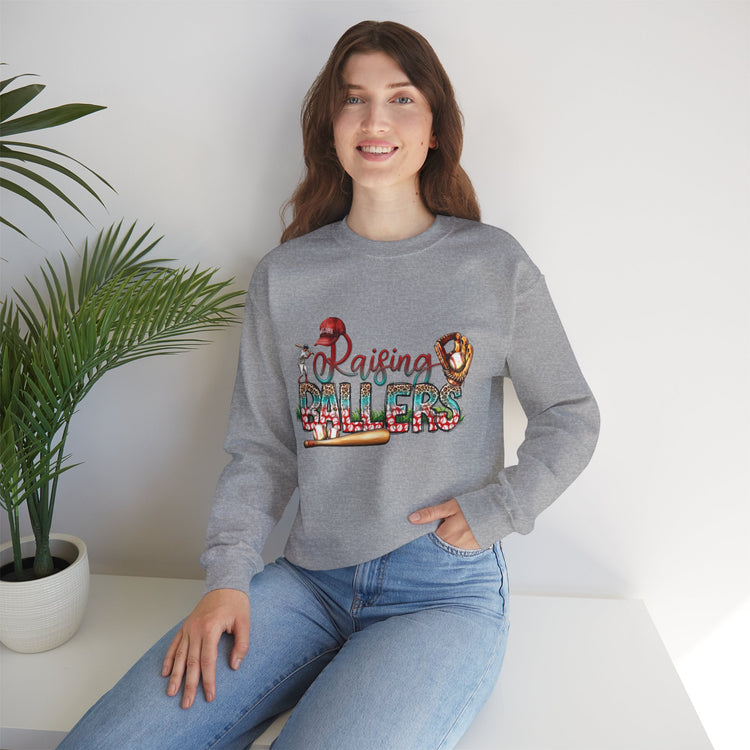 Baseball Mom Raising Ballers Crewneck Sweatshirt