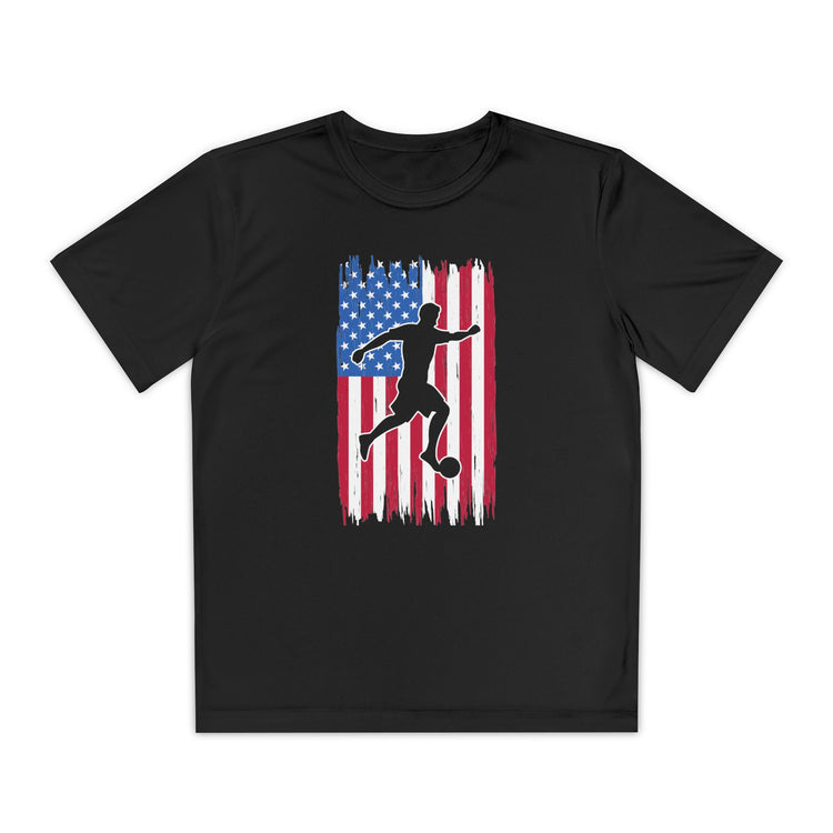 Youth American Flag Competitor Tee - Patriotic Sport Shirt for Active Kids