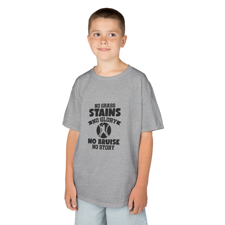 Kids Baseball T-shirt - No Grass Stains No Glory - Funny Youth T-Shirt