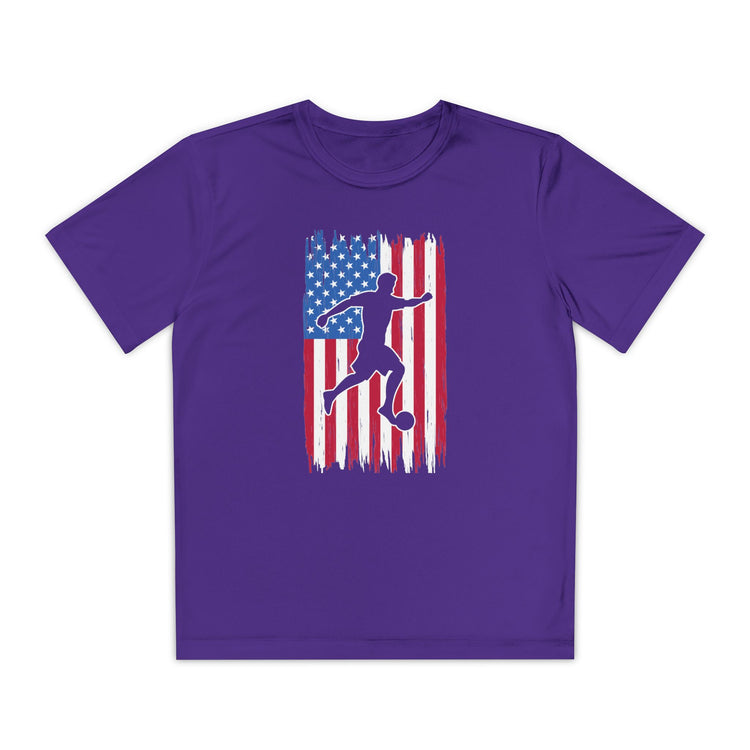 Youth American Flag Competitor Tee - Patriotic Sport Shirt for Active Kids