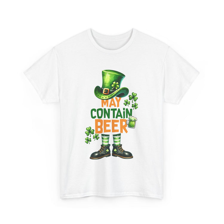 St Patrick's Day Tee, May Contain Beer T-shirt, Cotton Shirt, Irish Festival Top, Funny Drinking Apparel