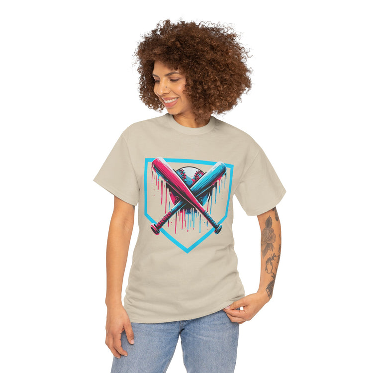 Vibrant Adult Baseball Drip Design T-shirt