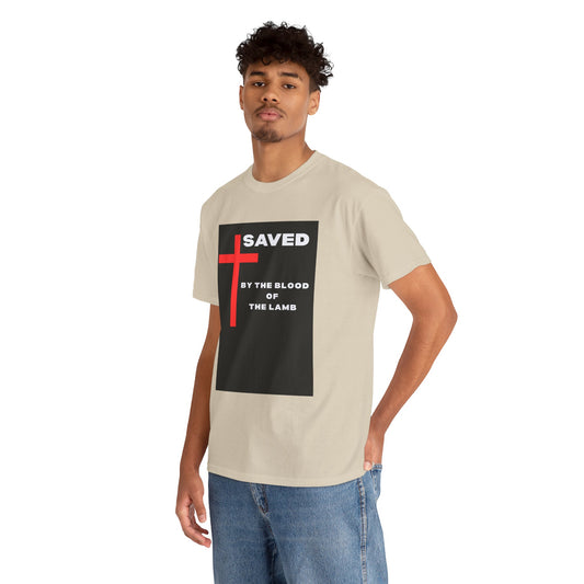 Saved by the Blood of the Lamb Christian Unisex Heavy Cotton Tee