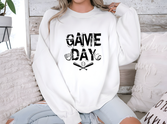 Baseball Game Day Crewneck Sweatshirt, Casual Game Day Gear