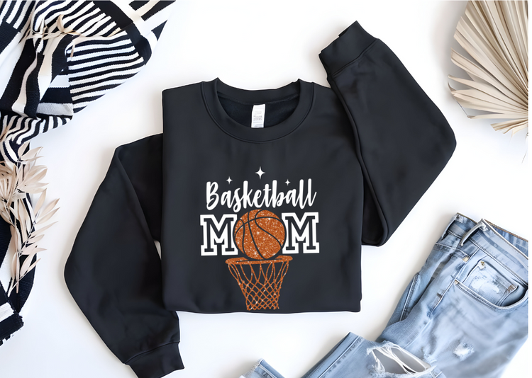 Basketball Mom Crewneck Sweatshirt - Sporty Sports Mom Sweatshirt, Basketball Lover Gift, Athletic Parent Pullover, Mom