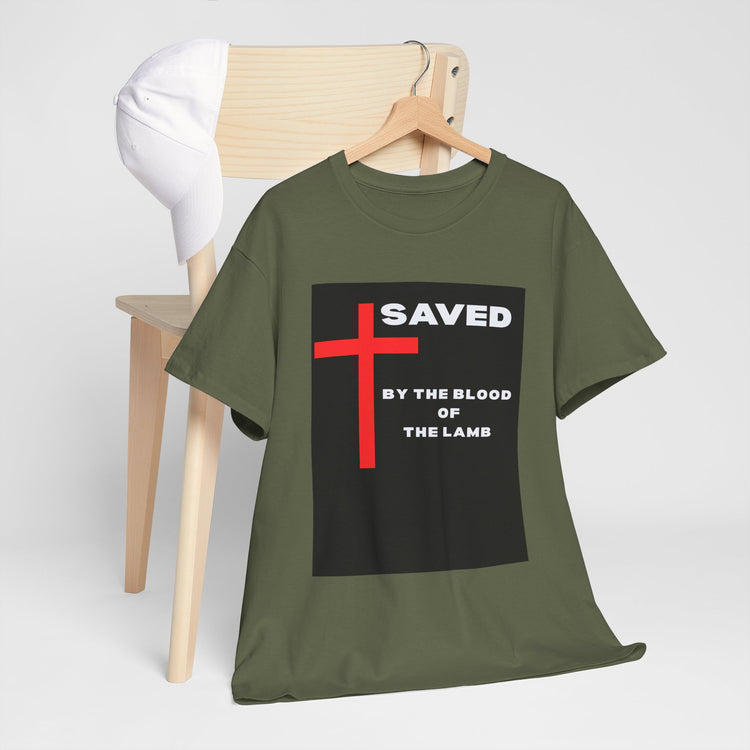 Saved by the Blood of the Lamb Christian Unisex Heavy Cotton Tee