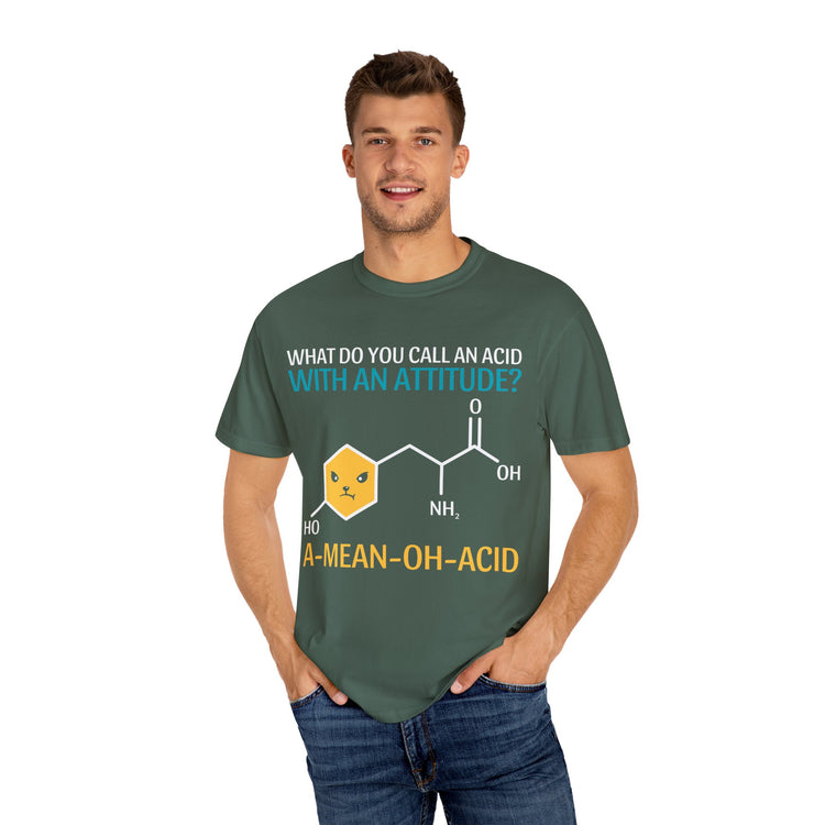 Funny Science T-Shirt, A-Mean-Oh-Acid, Unisex Garment-Dyed Tee