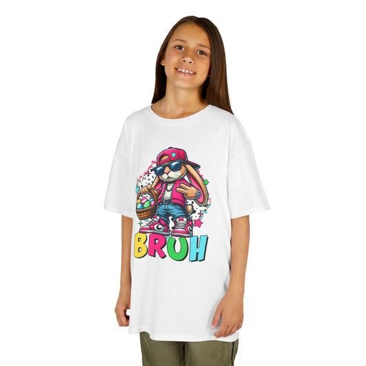 Kids Cartoon Bunny "Bruh" Easter Cotton Tee