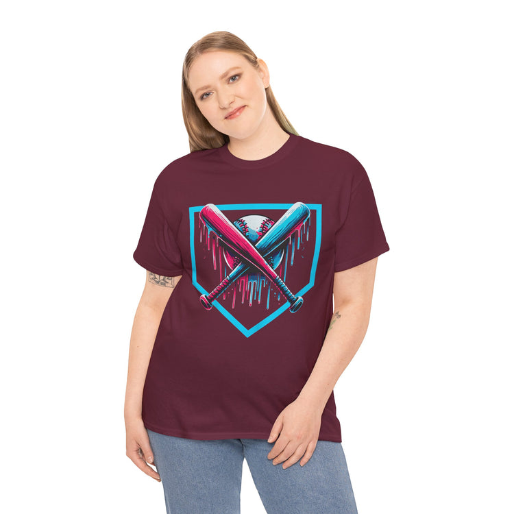 Vibrant Adult Baseball Drip Design T-shirt