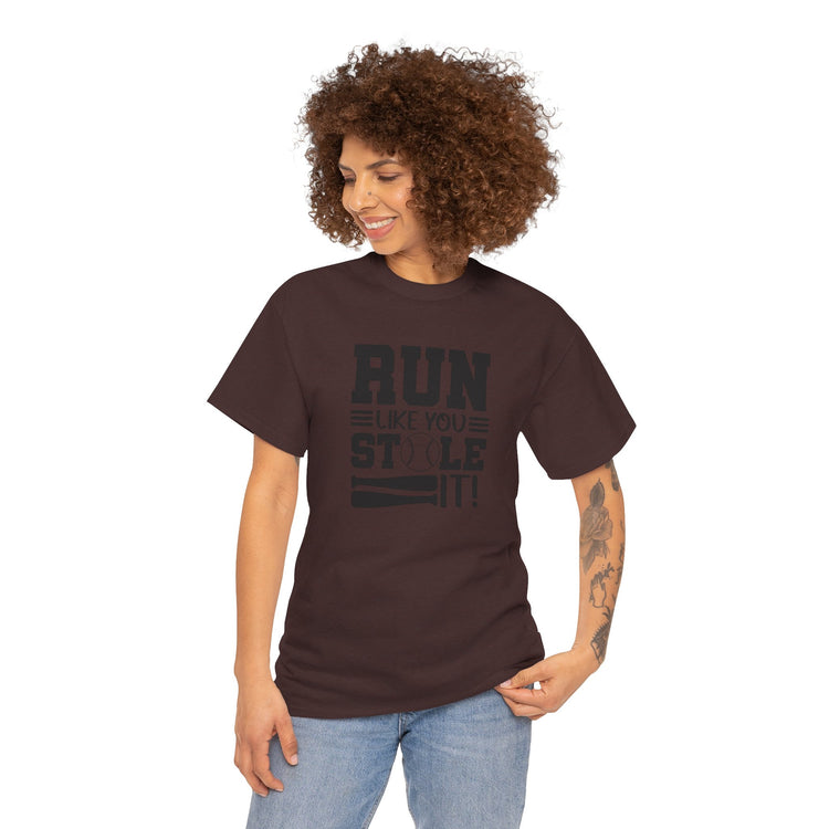 Motivational Baseball Tee - 'Run Like You Stole It'