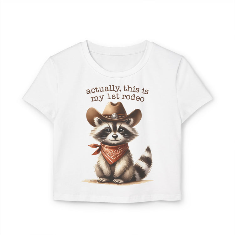 Cute Raccoon Baby Tee - "Actually, This is My 1st Rodeo"