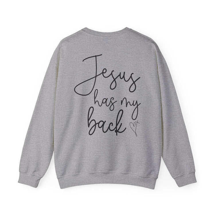 Crewneck Sweatshirt - 'Jesus Has My Back' Inspirational Apparel