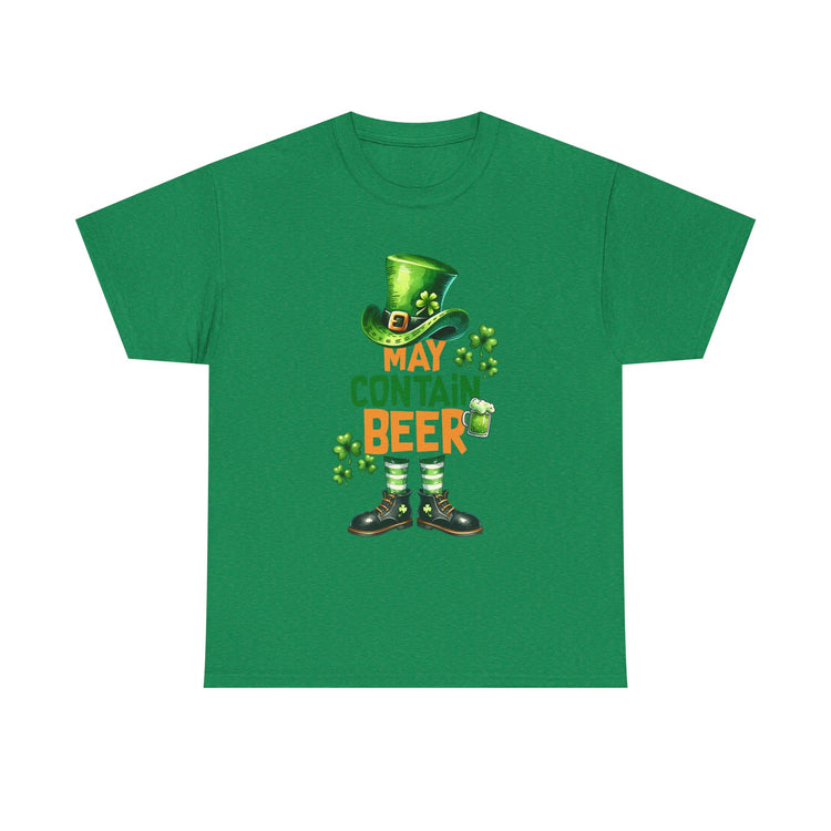 St Patrick's Day Tee, May Contain Beer T-shirt, Cotton Shirt, Irish Festival Top, Funny Drinking Apparel