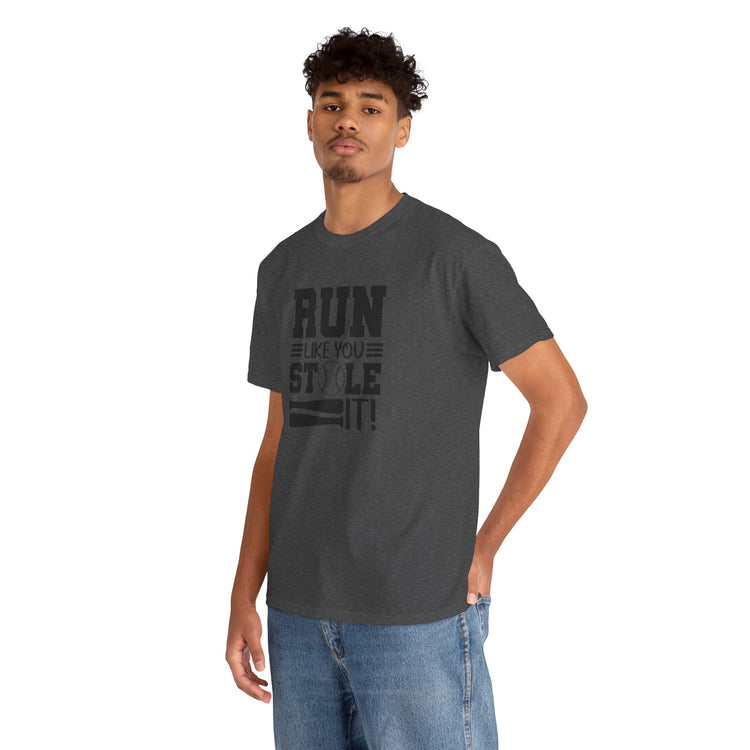 Motivational Baseball Tee - 'Run Like You Stole It'