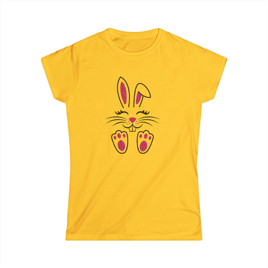 Bunny Women's Tee, Cute Animal Shirt, Softstyle Spring Fashion, Easter Gift