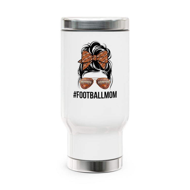 Football Mom Travel Mug, Sports Fan Gift, Game Day Coffee Mug, Stainless Steel 14oz with Handle