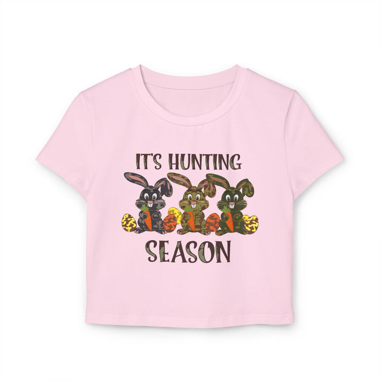 Baby Tee, Cute Bunny Hunting Season Easter Gift, Spring Fashion Shirt, Women's Graphic Tee, Bunny Lover Gift