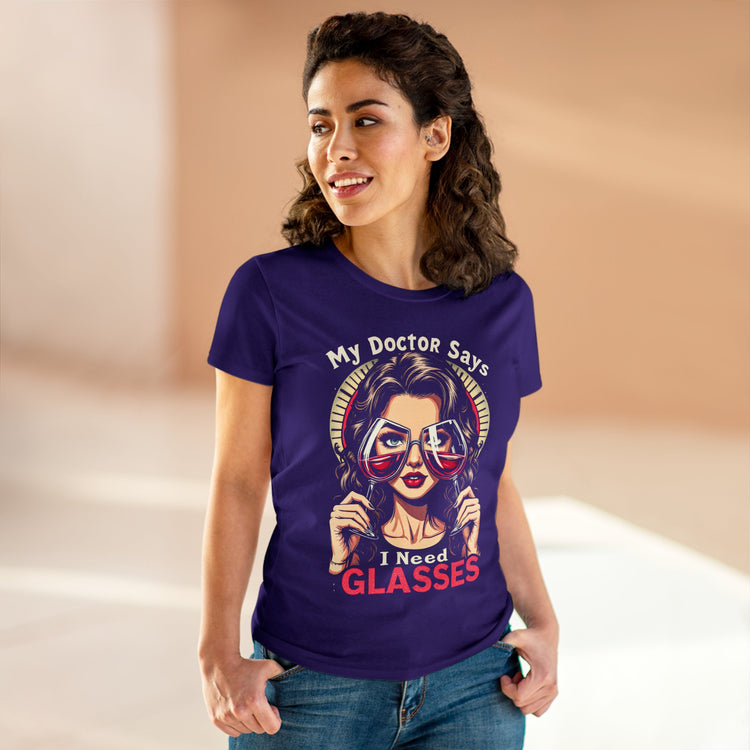 Women's Humorous Cotton Tee - Wine