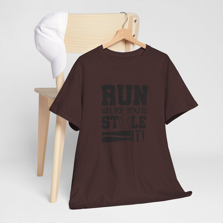 Motivational Baseball Tee - 'Run Like You Stole It'