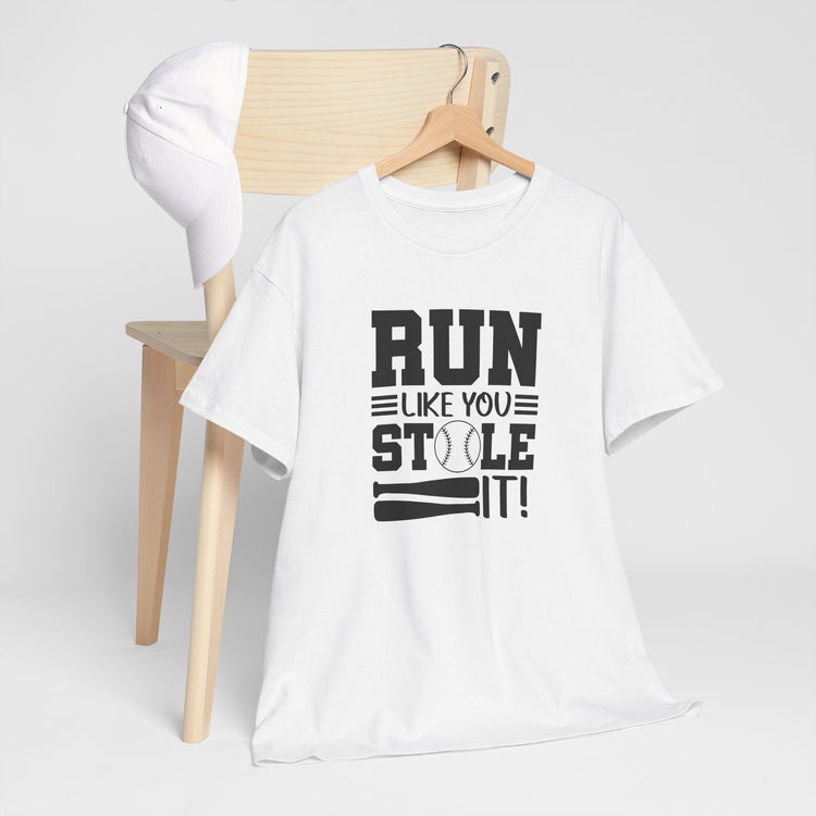 Motivational Baseball Tee - 'Run Like You Stole It'