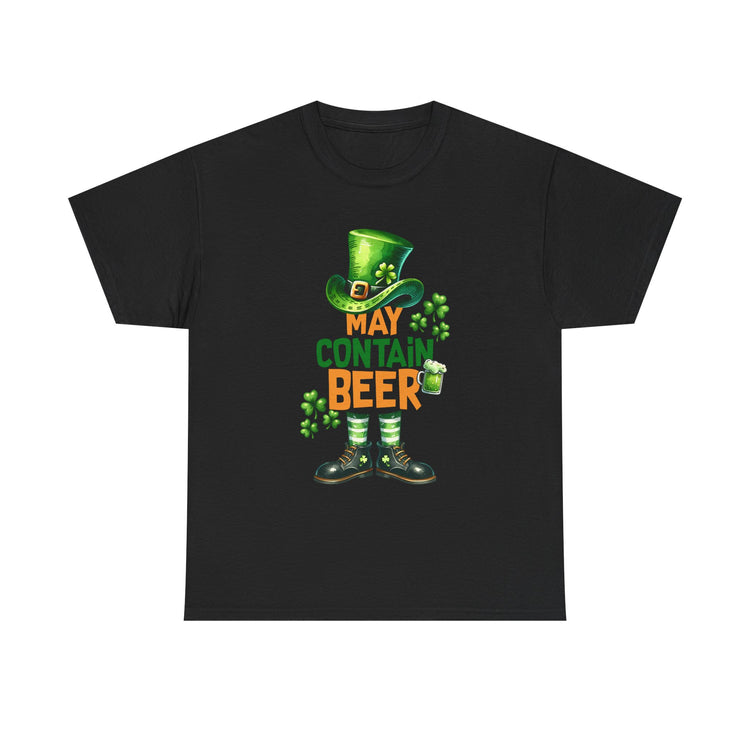 St Patrick's Day Tee, May Contain Beer T-shirt, Cotton Shirt, Irish Festival Top, Funny Drinking Apparel