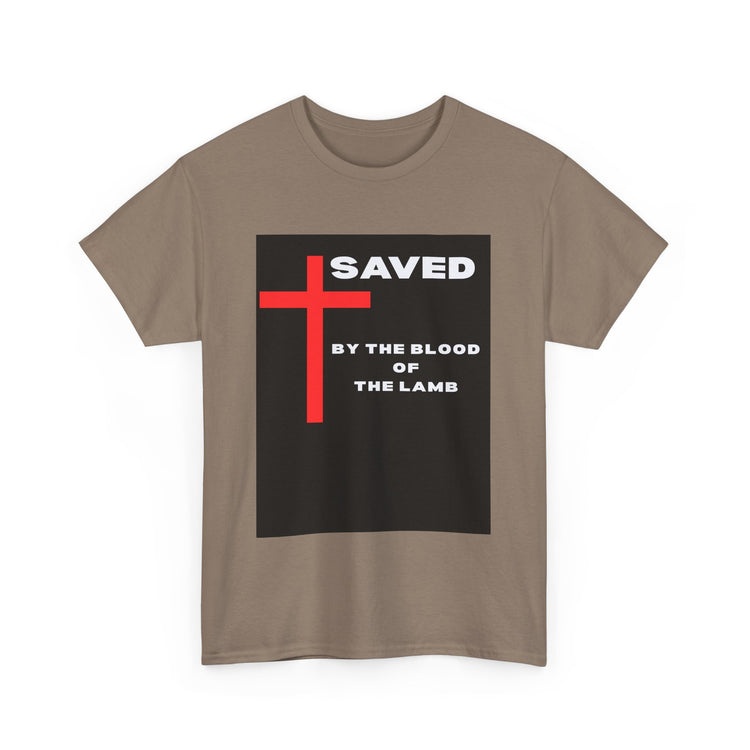 Saved by the Blood of the Lamb Christian Unisex Heavy Cotton Tee