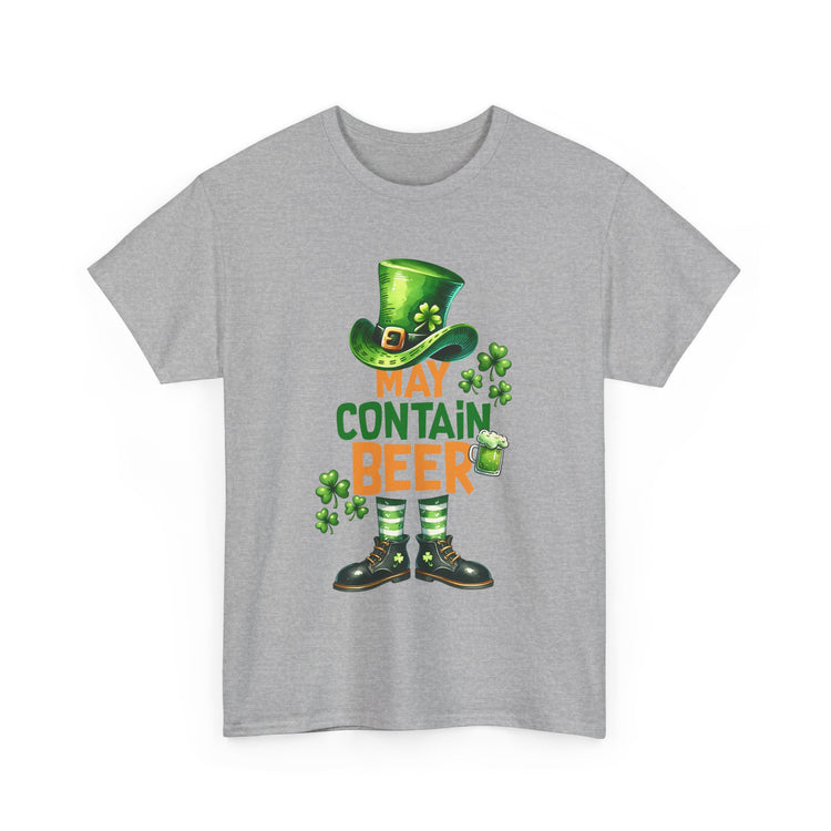 St Patrick's Day Tee, May Contain Beer T-shirt, Cotton Shirt, Irish Festival Top, Funny Drinking Apparel