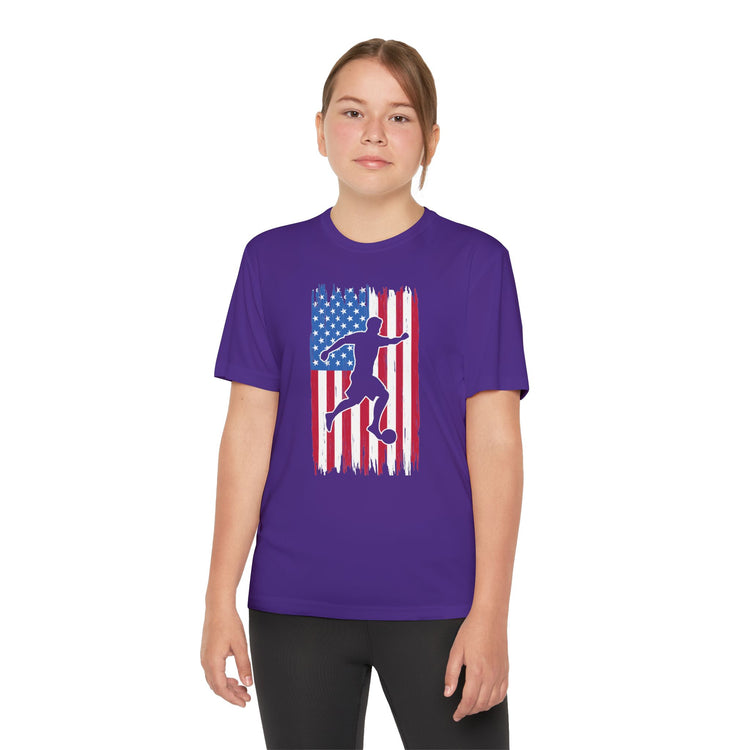 Youth American Flag Competitor Tee - Patriotic Sport Shirt for Active Kids