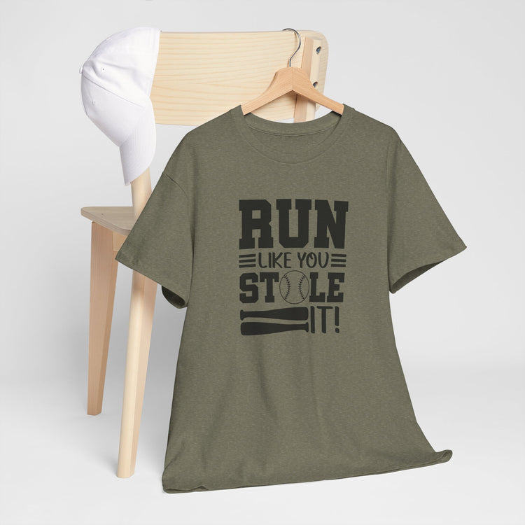 Motivational Baseball Tee - 'Run Like You Stole It'