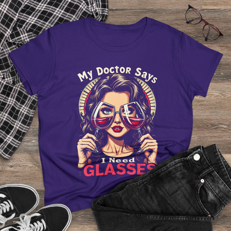 Women's Humorous Cotton Tee - Wine