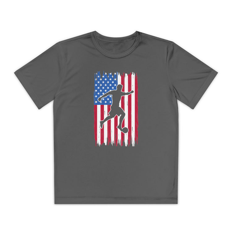 Youth American Flag Competitor Tee - Patriotic Sport Shirt for Active Kids