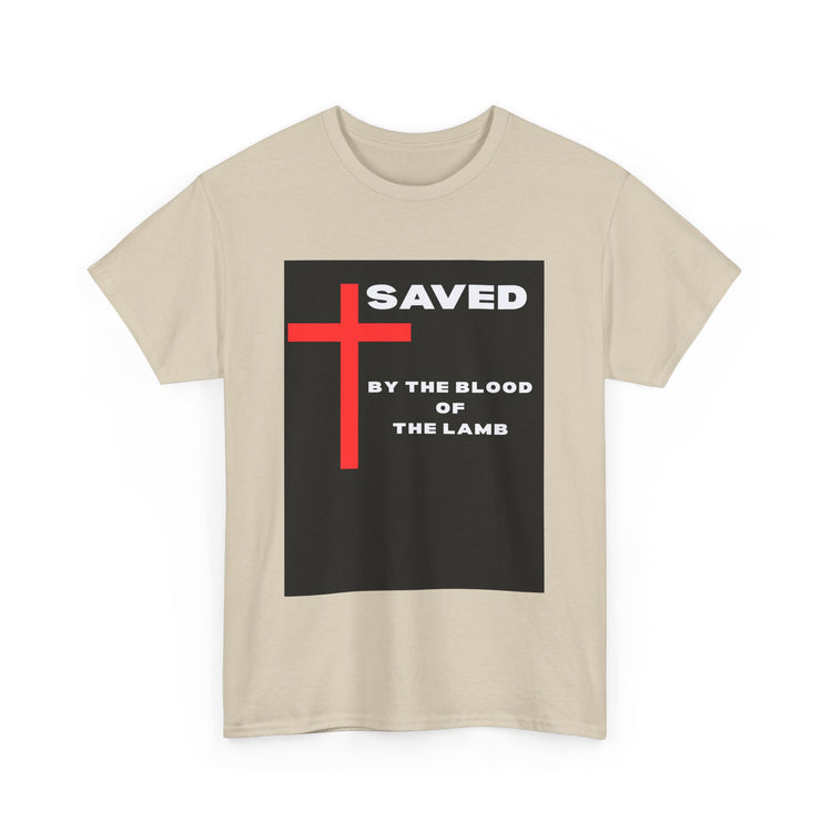 Saved by the Blood of the Lamb Christian Unisex Heavy Cotton Tee