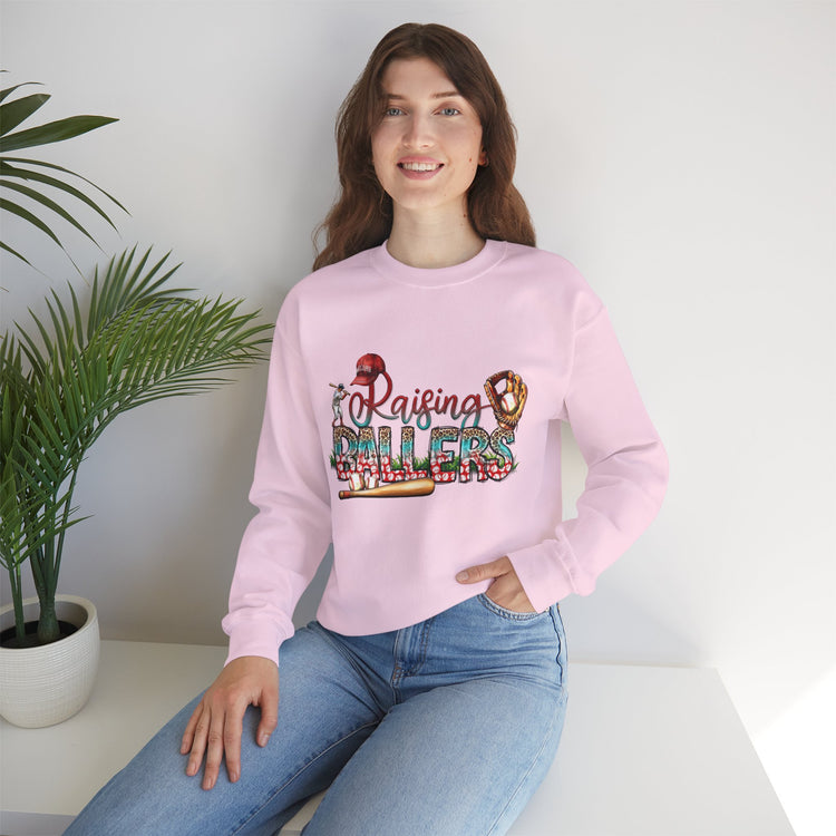 Baseball Mom Raising Ballers Crewneck Sweatshirt