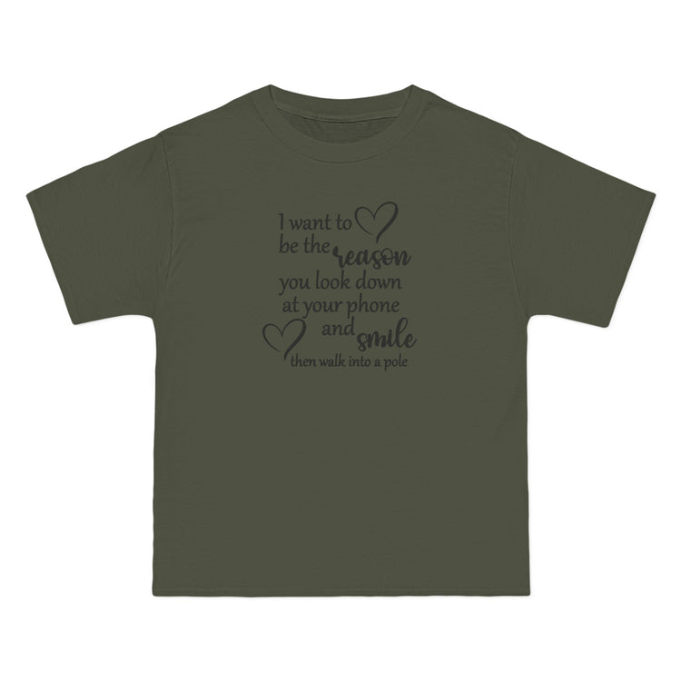 Funny Short-Sleeve T-Shirt,  "I Want to Be the Reason You Look Down and Smile"