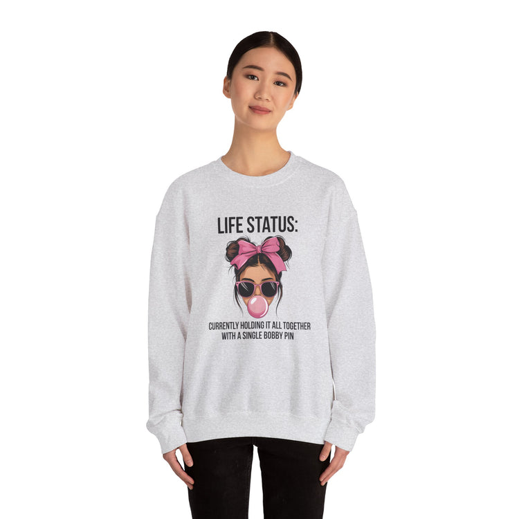 Funny Life Status Crewneck Sweatshirt for Women