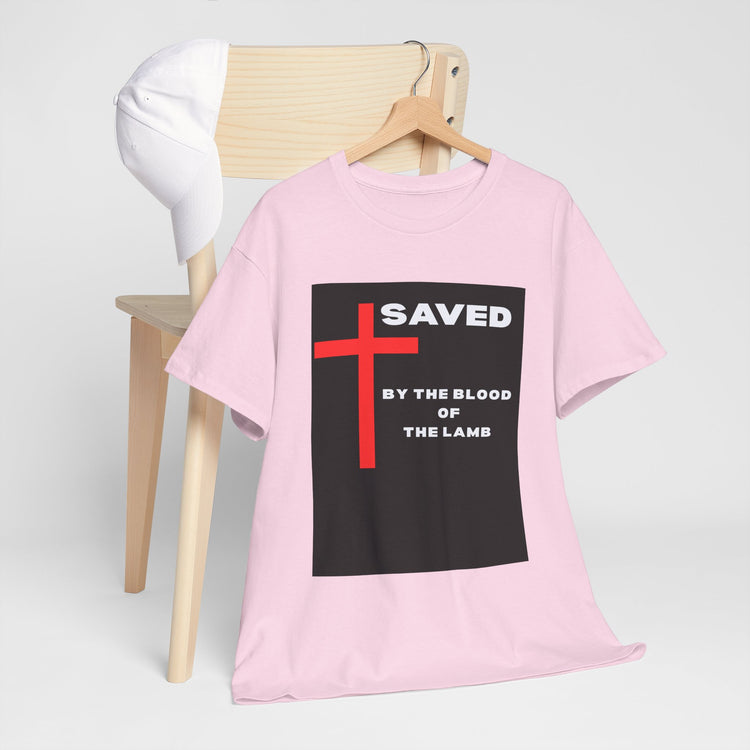 Saved by the Blood of the Lamb Christian Unisex Heavy Cotton Tee