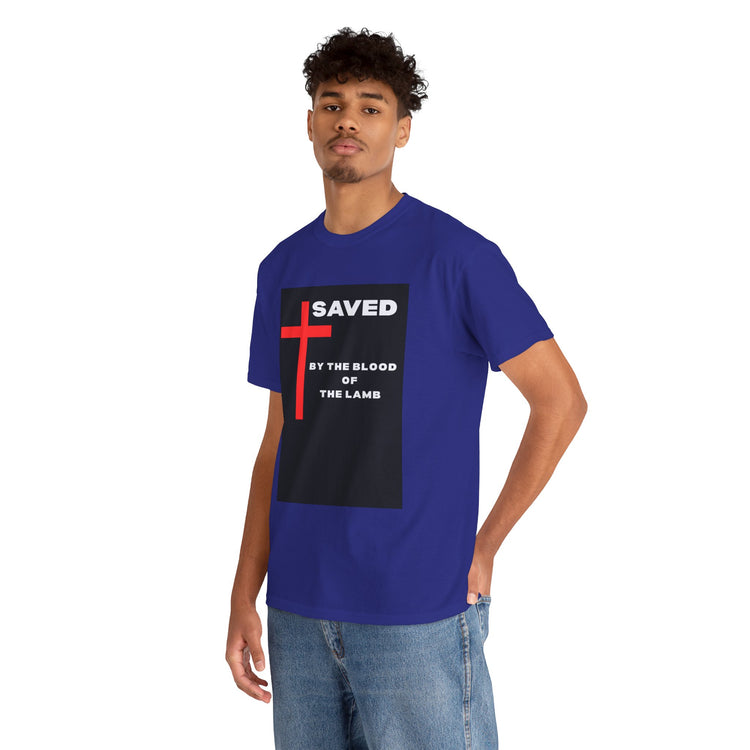 Saved by the Blood of the Lamb Christian Unisex Heavy Cotton Tee