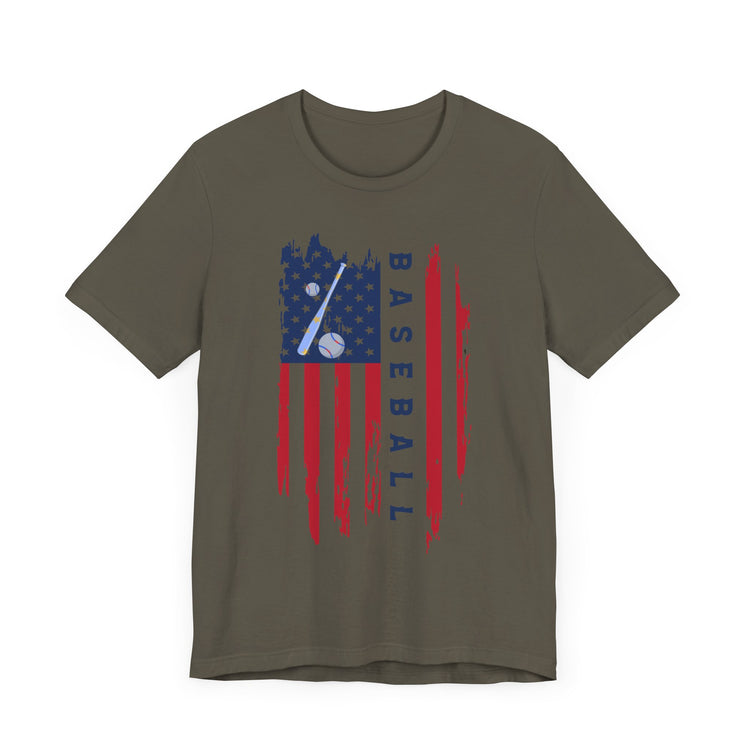 Patriotic Baseball Flag Tee, Unisex Short Sleeve Shirt, America Pride T-Shirt, Fourth of July Top, Independence Day Shirt