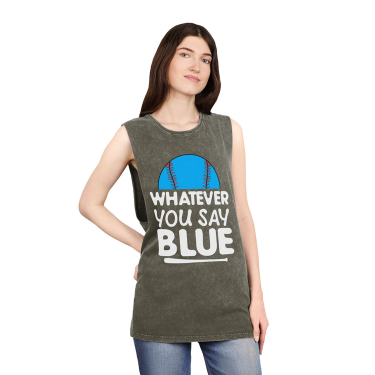 Stonewash Baseball Tank Top - 'Whatever You Say Blue'