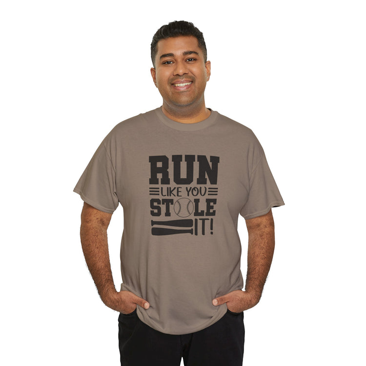 Motivational Baseball Tee - 'Run Like You Stole It'