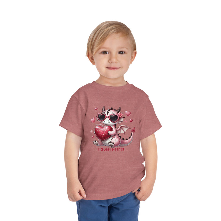 Toddler Tee - Adorable 'I Steal Hearts' Cute Dragon Design