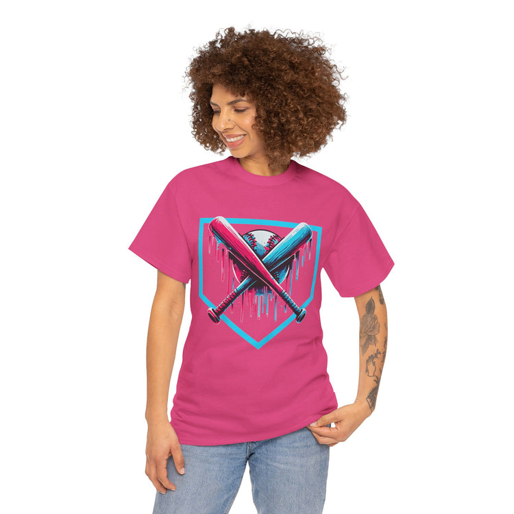 Vibrant Adult Baseball Drip Design T-shirt