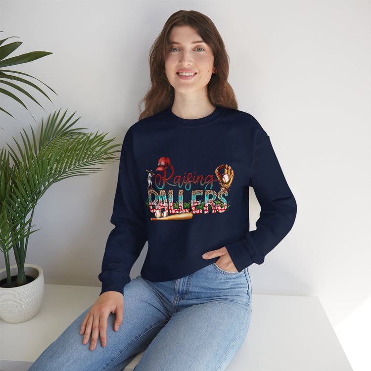 Baseball Mom Raising Ballers Crewneck Sweatshirt