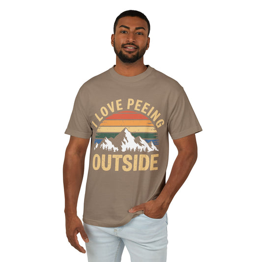 I Love Peeing Outside Heavyweight Cotton Tee - Outdoor Humor T-Shirt