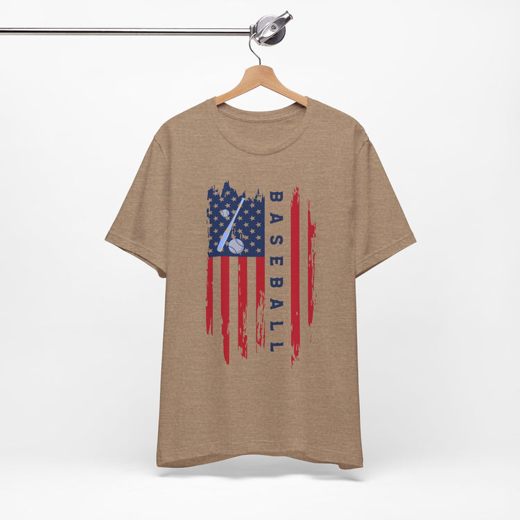 Patriotic Baseball Flag Tee, Unisex Short Sleeve Shirt, America Pride T-Shirt, Fourth of July Top, Independence Day Shirt